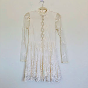 Forever 21 Off White Long Sleeve Lace Dress